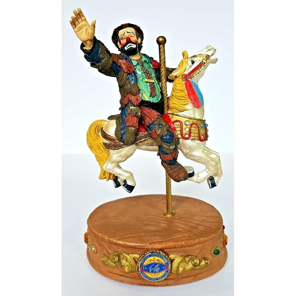 1991 Emmett Kelly Catch The Brass Ring Musical Carousel Horse Clown Figurine